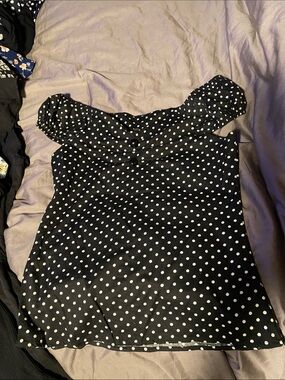 Black Polka Dot Off-Shoulder Top